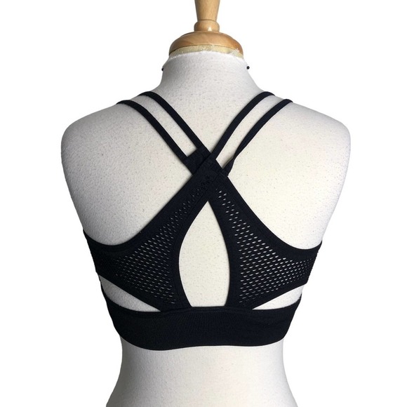 VICTORIA Sport Black double strap cut-out racerback Bralette, Large - Picture 2 of 7